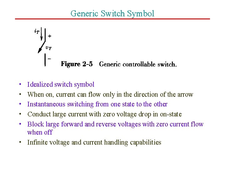 Generic Switch Symbol • • • Idealized switch symbol When on, current can flow