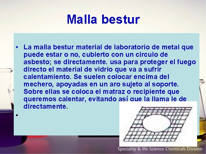Malla bestur • La malla bestur material de laboratorio de metal que puede estar
