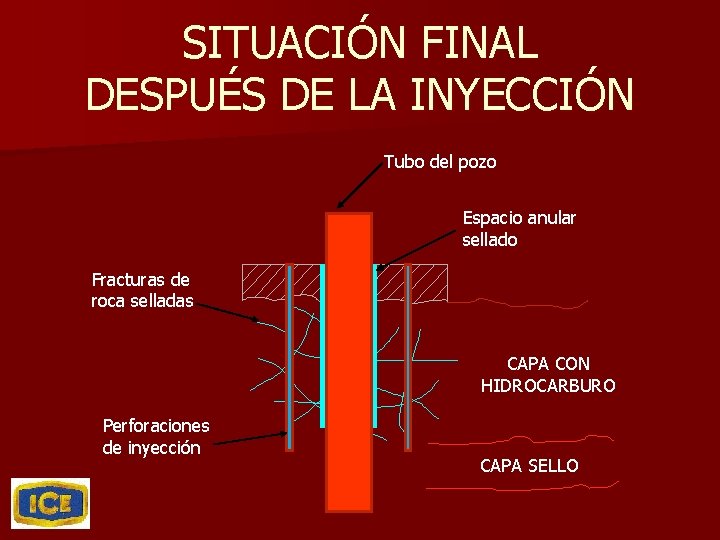 SITUACIÓN FINAL DESPUÉS DE LA INYECCIÓN Tubo del pozo Espacio anular sellado Fracturas de