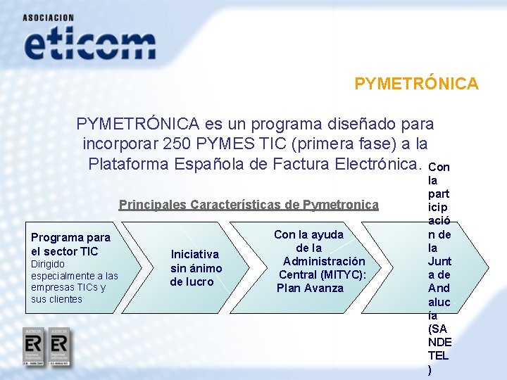 PYMETRÓNICA es un programa diseñado para incorporar 250 PYMES TIC (primera fase) a la