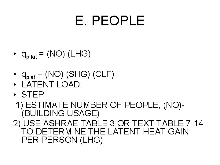 E. PEOPLE • qp lat = (NO) (LHG) • qplat = (NO) (SHG) (CLF)