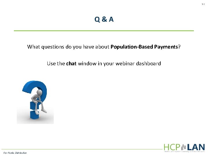 52 Q & A What questions do you have about Population-Based Payments? Use the