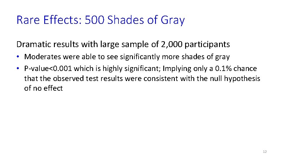 Rare Effects: 500 Shades of Gray Dramatic results with large sample of 2, 000