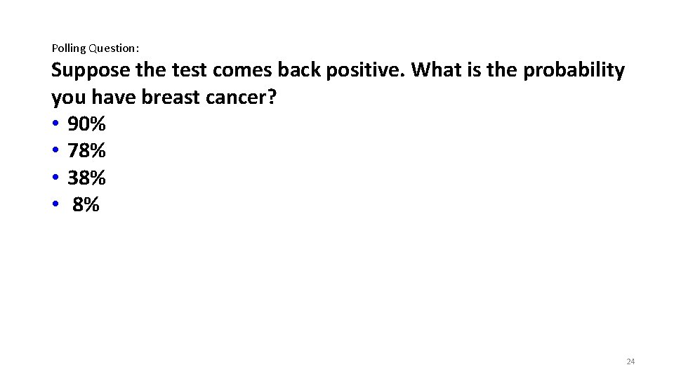 Polling Question: Suppose the test comes back positive. What is the probability you have