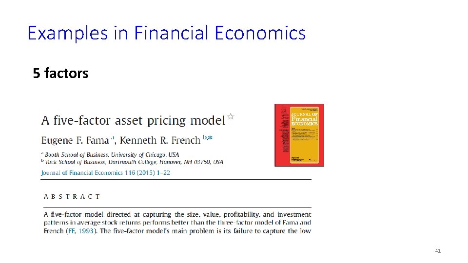 Examples in Financial Economics 5 factors 41 