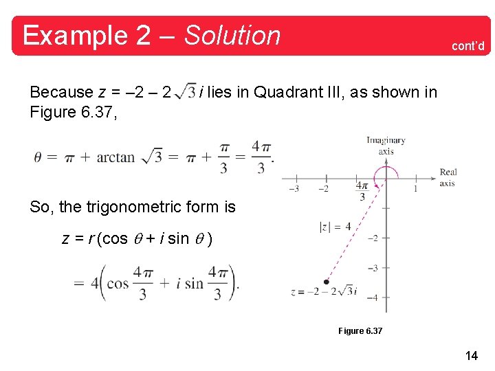 Example 2 – Solution Because z = – 2 Figure 6. 37, cont’d i Example 2 – Solution Because z = – 2 Figure 6. 37, cont’d i