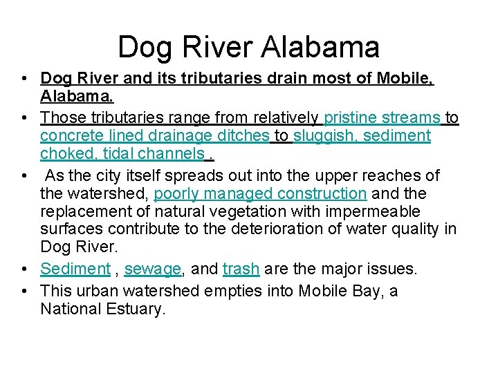 Dog River Alabama • Dog River and its tributaries drain most of Mobile, Alabama.