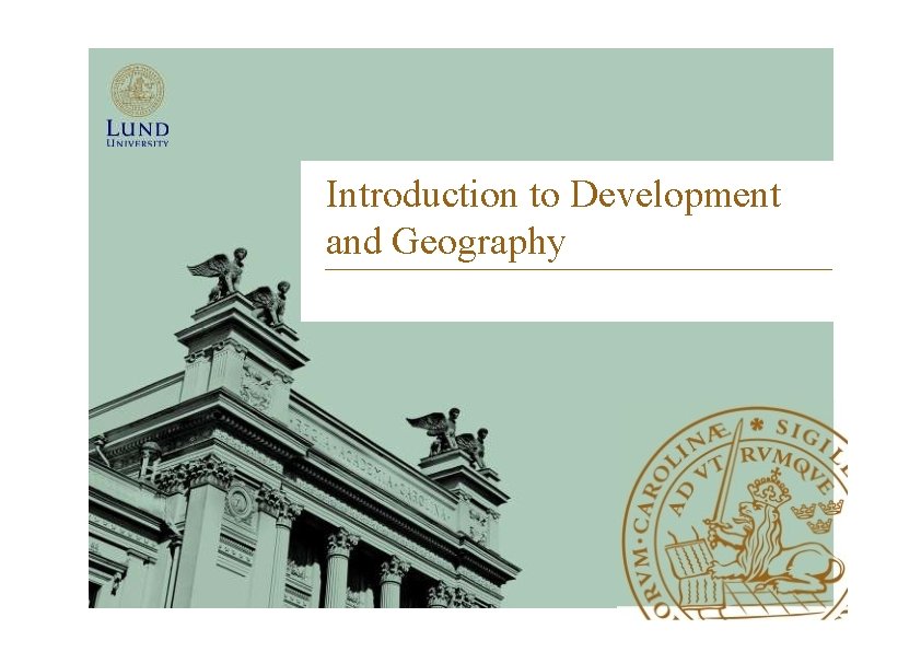 Introduction to Development and Geography 