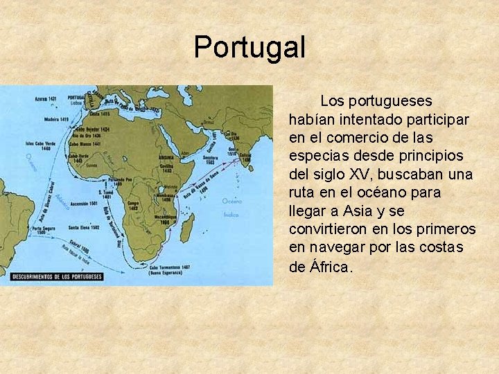 Portugal Los portugueses habían intentado participar en el comercio de las especias desde principios