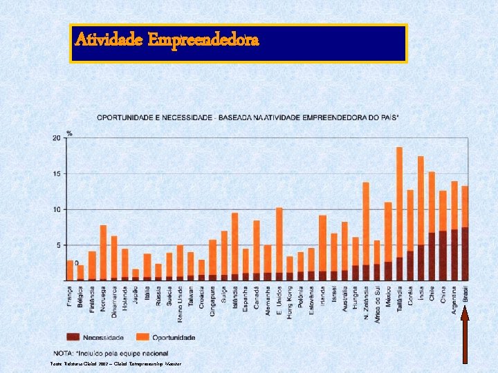 Atividade Empreendedora Fonte: Relatório Global 2002 – Global Entrepreneurship Monitor 