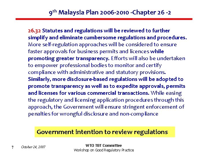 9 th Malaysia Plan 2006 -2010 -Chapter 26 -2 26. 32 Statutes and regulations