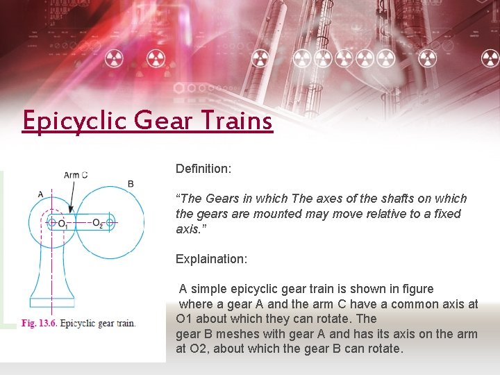 Epicyclic Gear Trains Definition: “The Gears in which The axes of the shafts on