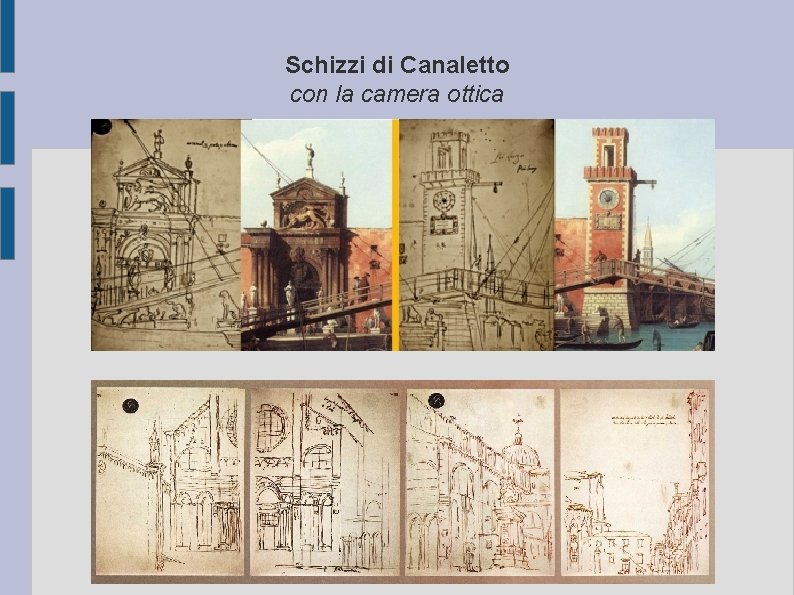 Schizzi di Canaletto con la camera ottica 