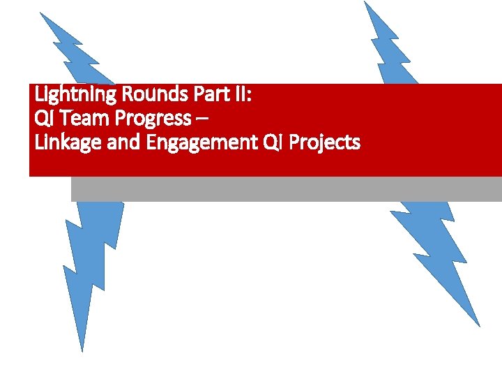 Lightning Rounds Part II: QI Team Progress – Linkage and Engagement QI Projects 