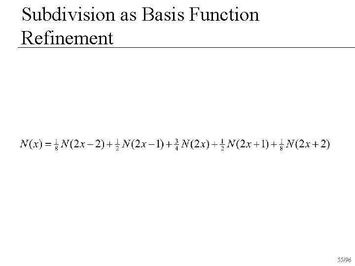 Subdivision as Basis Function Refinement 55/96 