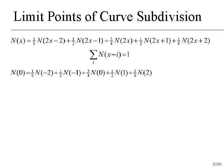 Limit Points of Curve Subdivision 65/96 
