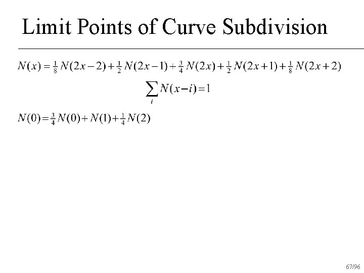 Limit Points of Curve Subdivision 67/96 