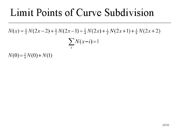 Limit Points of Curve Subdivision 69/96 