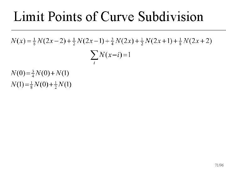 Limit Points of Curve Subdivision 71/96 