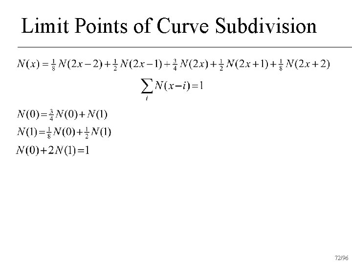 Limit Points of Curve Subdivision 72/96 