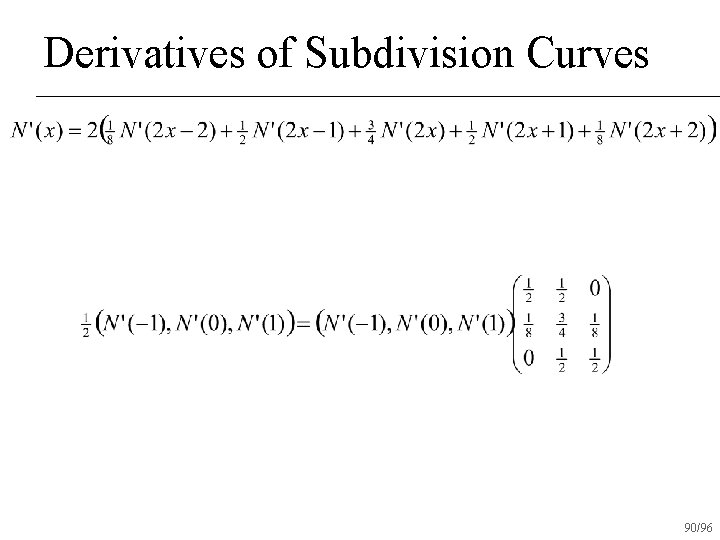 Derivatives of Subdivision Curves 90/96 