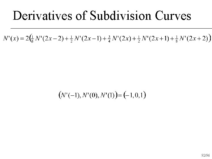 Derivatives of Subdivision Curves 92/96 