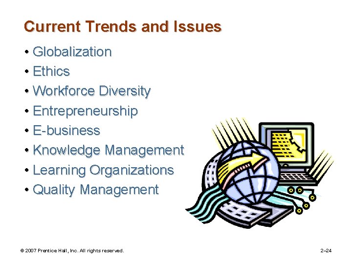 Current Trends and Issues • Globalization • Ethics • Workforce Diversity • Entrepreneurship •