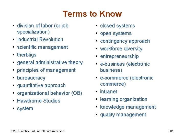 Terms to Know • division of labor (or job specialization) • Industrial Revolution •