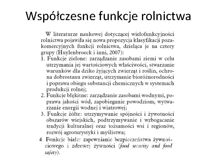 Współczesne funkcje rolnictwa 