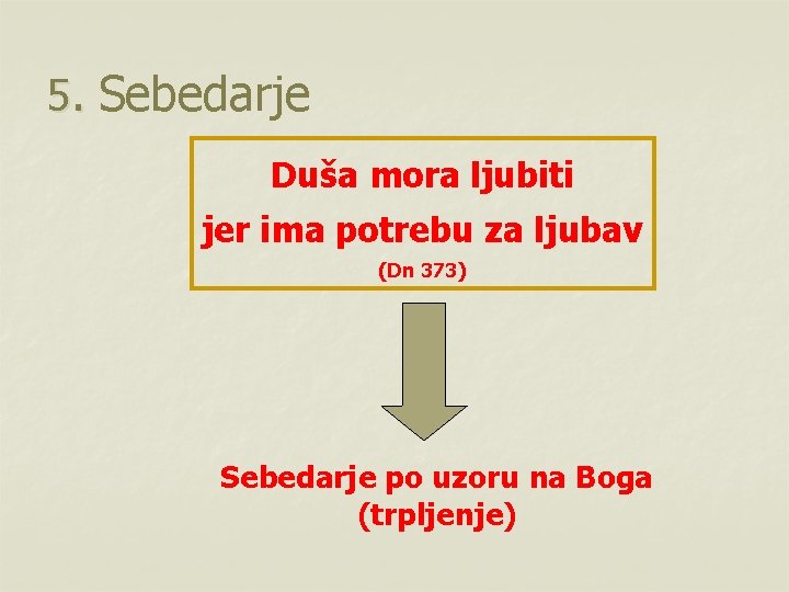 5. Sebedarje Duša mora ljubiti jer ima potrebu za ljubav (Dn 373) Sebedarje po