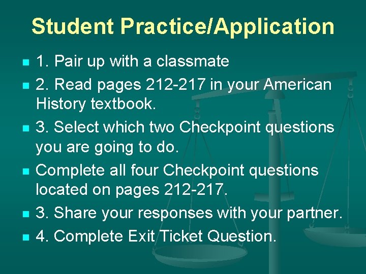 Student Practice/Application n n n 1. Pair up with a classmate 2. Read pages