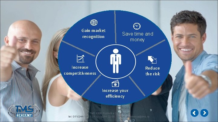 Gain market recognition Save time and money Increase competitiveness Reduce the risk Increase your Gain market recognition Save time and money Increase competitiveness Reduce the risk Increase your