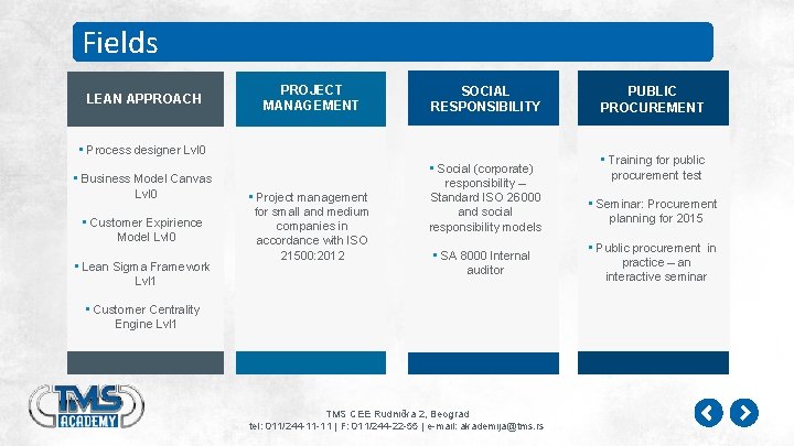 Fields LEAN APPROACH PROJECT MANAGEMENT SOCIAL RESPONSIBILITY • Process designer Lvl 0 • Business Fields LEAN APPROACH PROJECT MANAGEMENT SOCIAL RESPONSIBILITY • Process designer Lvl 0 • Business