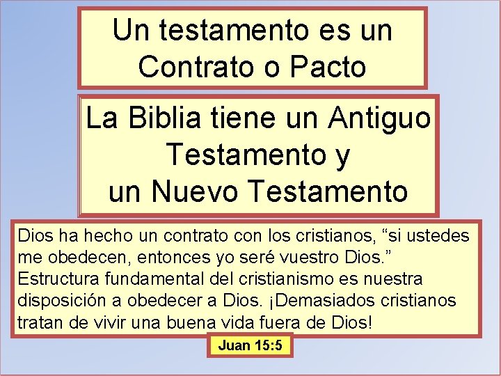 Un testamento es un Contrato o Pacto La Biblia tiene un Antiguo Testamento y