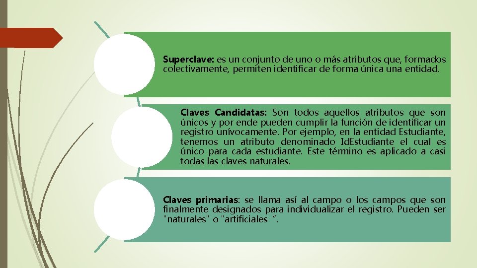 Superclave: es un conjunto de uno o más atributos que, formados colectivamente, permiten identificar