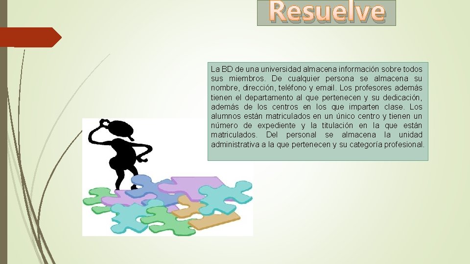 Resuelve La BD de una universidad almacena información sobre todos sus miembros. De cualquier