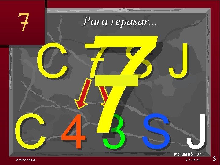 7 7 Para repasar. . . C 7 SJ C 43 SJ © 2012