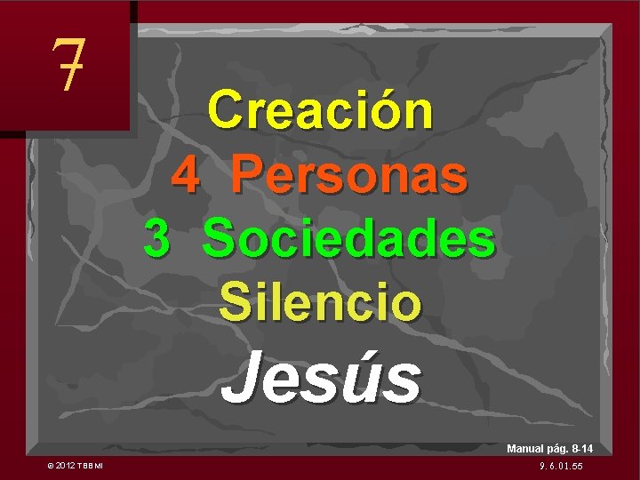 7 Creación 4 Personas 3 Sociedades Silencio Jesús Manual pág. 8 -14 © 2012