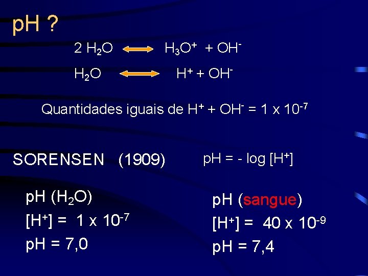 p. H ? 2 H 2 O H 3 O+ + OHH 2 O