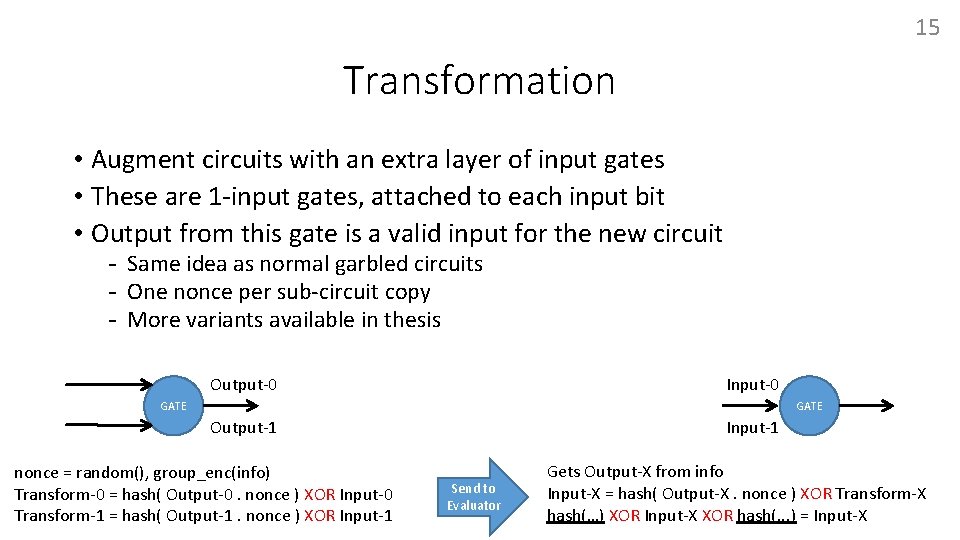 15 Transformation • Augment circuits with an extra layer of input gates • These