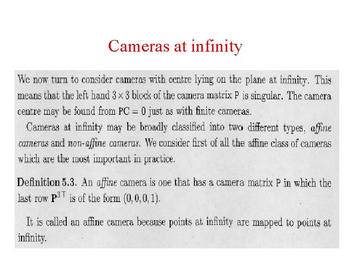 Cameras at infinity 
