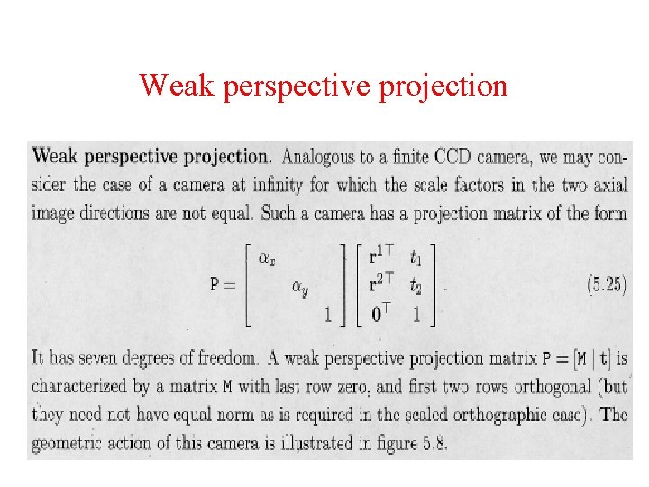 Weak perspective projection 