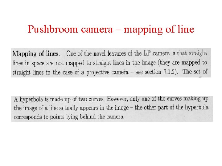 Pushbroom camera – mapping of line 