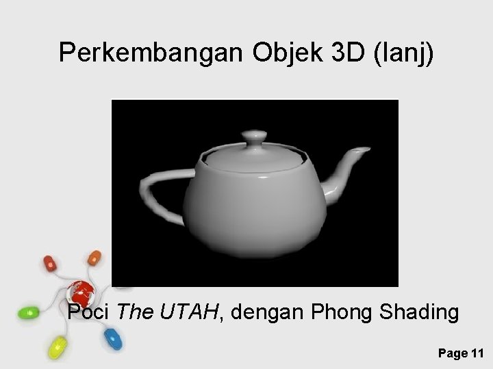 Perkembangan Objek 3 D (lanj) Poci The UTAH, dengan Phong Shading Free Powerpoint Templates