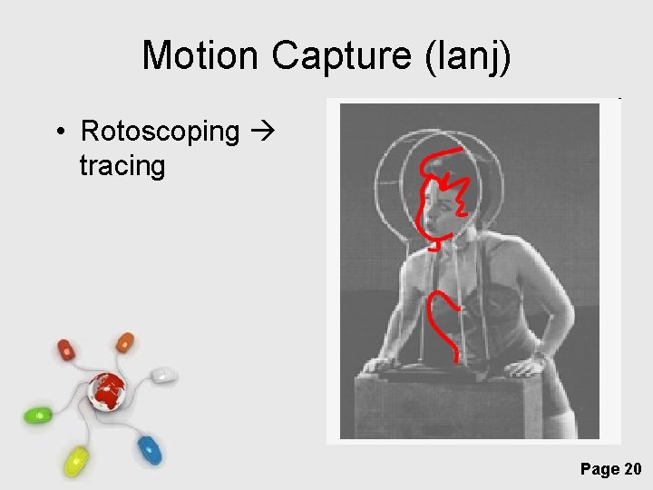 Motion Capture (lanj) • Rotoscoping tracing Free Powerpoint Templates Page 20 