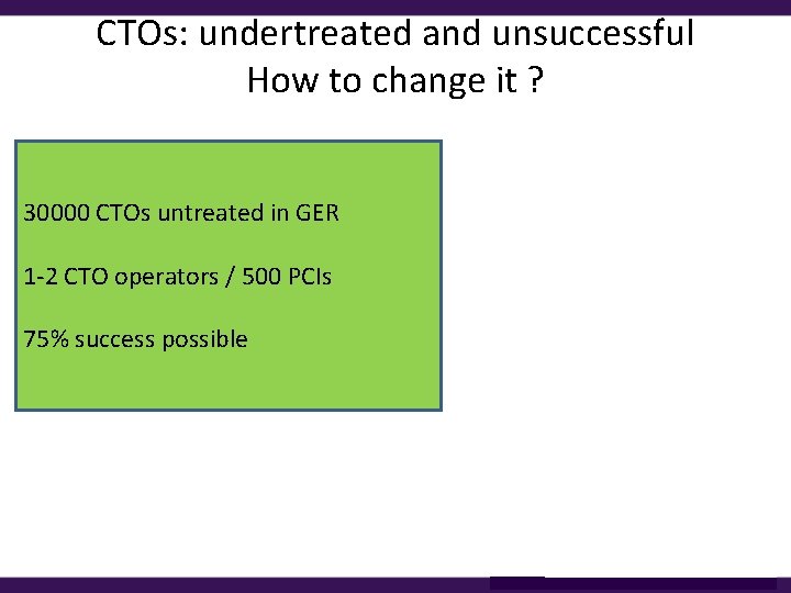 CTOs: undertreated and unsuccessful How to change it ? 30000 CTOs untreated in GER