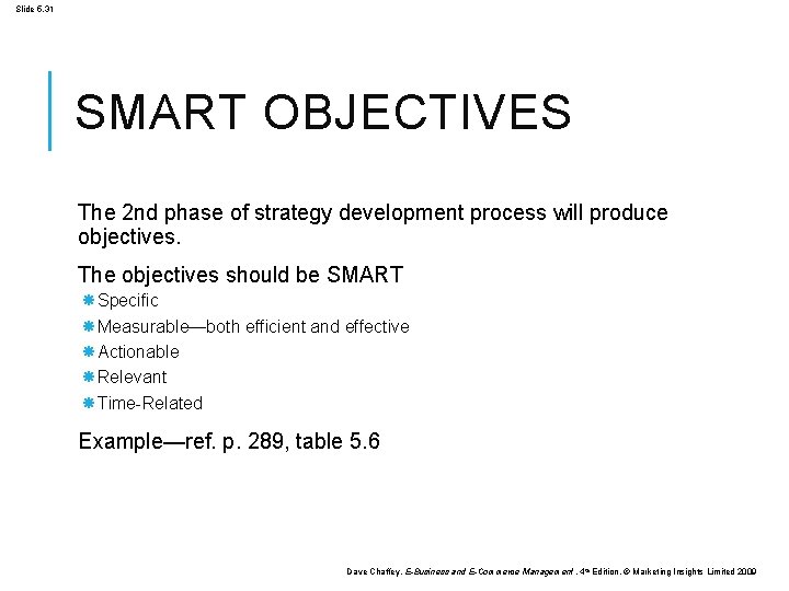 Slide 5. 31 SMART OBJECTIVES The 2 nd phase of strategy development process will