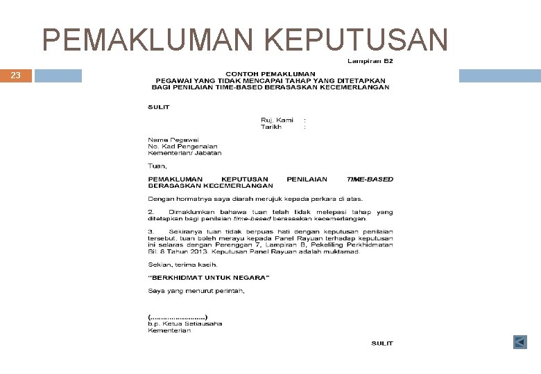 PEMAKLUMAN KEPUTUSAN 23 