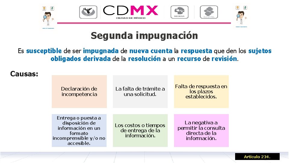 Segunda impugnación Es susceptible de ser impugnada de nueva cuenta la respuesta que den