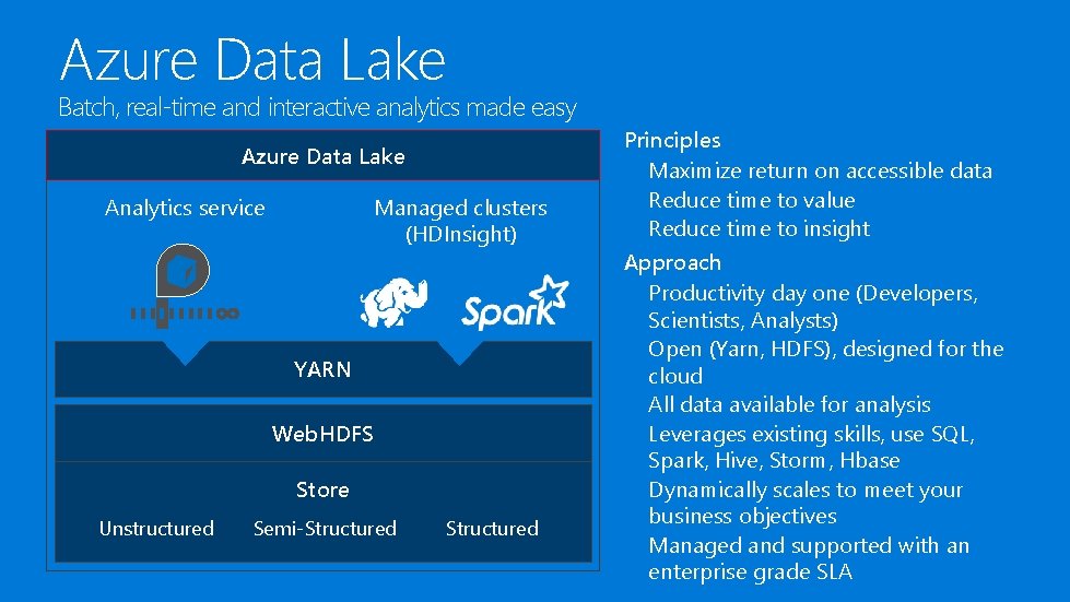Azure Data Lake Batch, real-time and interactive analytics made easy Azure Data Lake Analytics